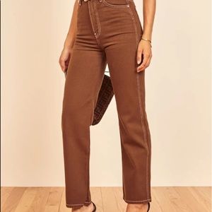 Reformation! High waisted brown cowgirl jeans